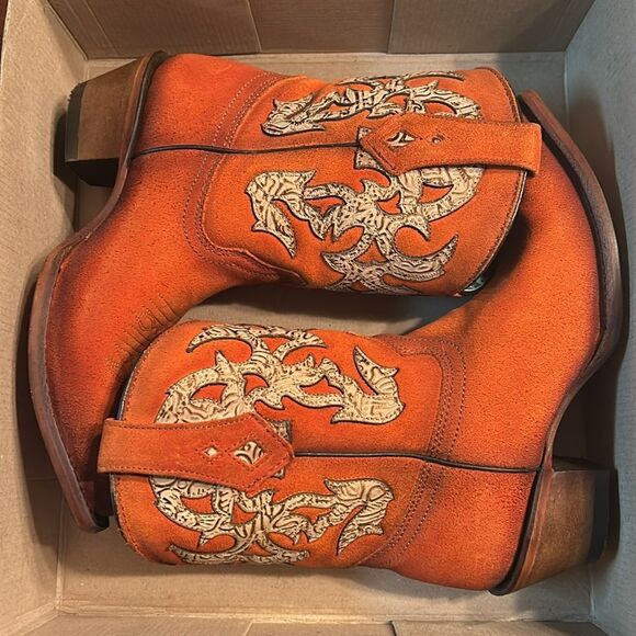 Corral Orange Leather Cowboy Boots(Size 8) - Picture 6 of 13